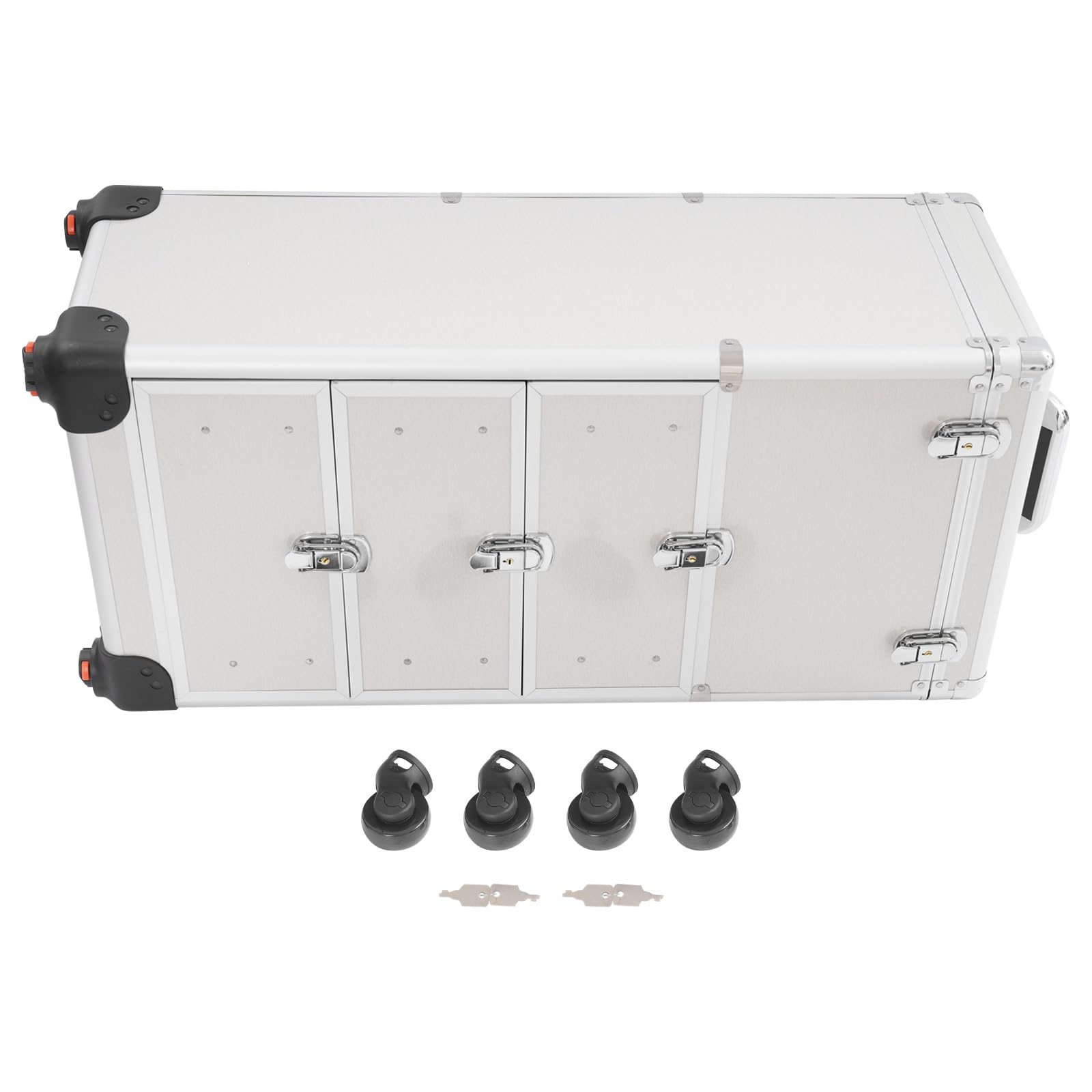 Kosmetikkoffer Kosmetik Trolley 3-in-1 Make up Koffer Schminkkoffer mit 360° drehbare Rollen, Alu Beauty Case Nagelkoffer Multikoffer, 34x27x107cm, Silber