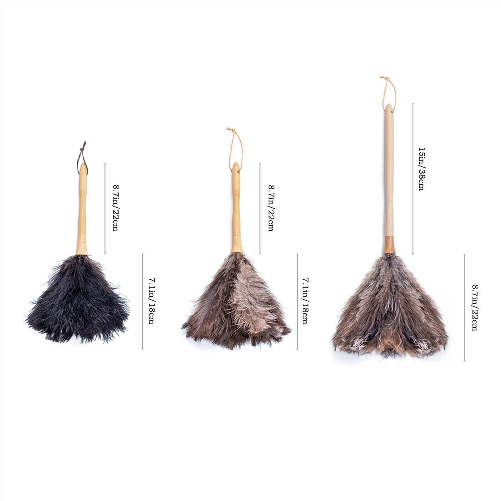 Plumero doméstico, Plumeros de Plumas Avestruz 16 Pulgadas Calidad China con Mango Madera for Limpiar Muebles(Black Height 40 Cm)