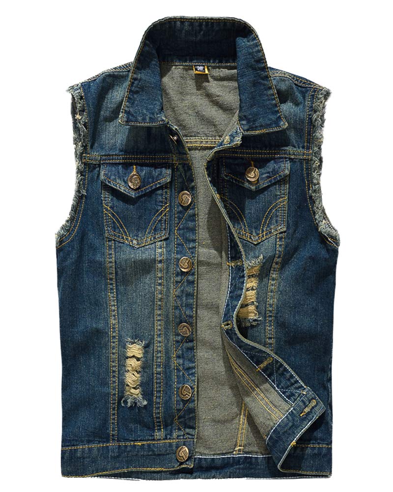 YOUCAI Gilet Jeans Uomo Giacca Denim Senza Maniche Denim Retro Giubbotto Smanicato Denim Panciotto Gilet In Denim Nero S 114980112