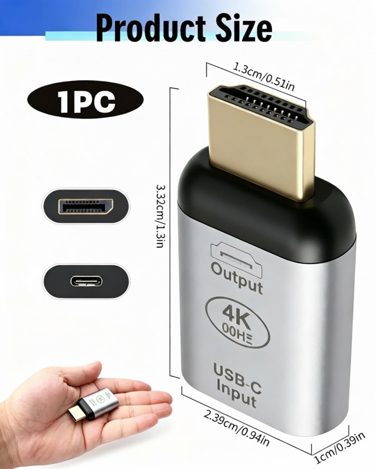 Adattatore HDMI a USB C, adattatore USB C a HDMI 4K 60Hz maschio per display, monitor, TV, laptop, telefono e tablet, adattatore HDMI compatibile con modalità specchio ed espansione