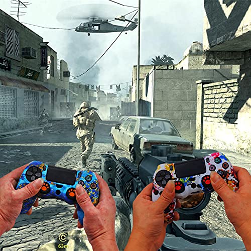 Image of Silicone Skin for Ps4 Controller, 2pcs Anti-Slip Shell Cover Case with 10 Joystick Grips, 2 Pairs L2 R2, 4pcs Led Light Bar Skin for Playsation 4 / Slim /Pro Dualshock 4 Controller Wireless Gamepad