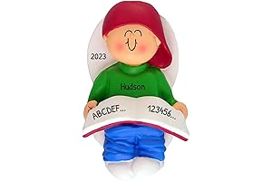 Personalized 2nd Christmas Boy Tree Ornament 2024 - Baby Child Hold Heart...