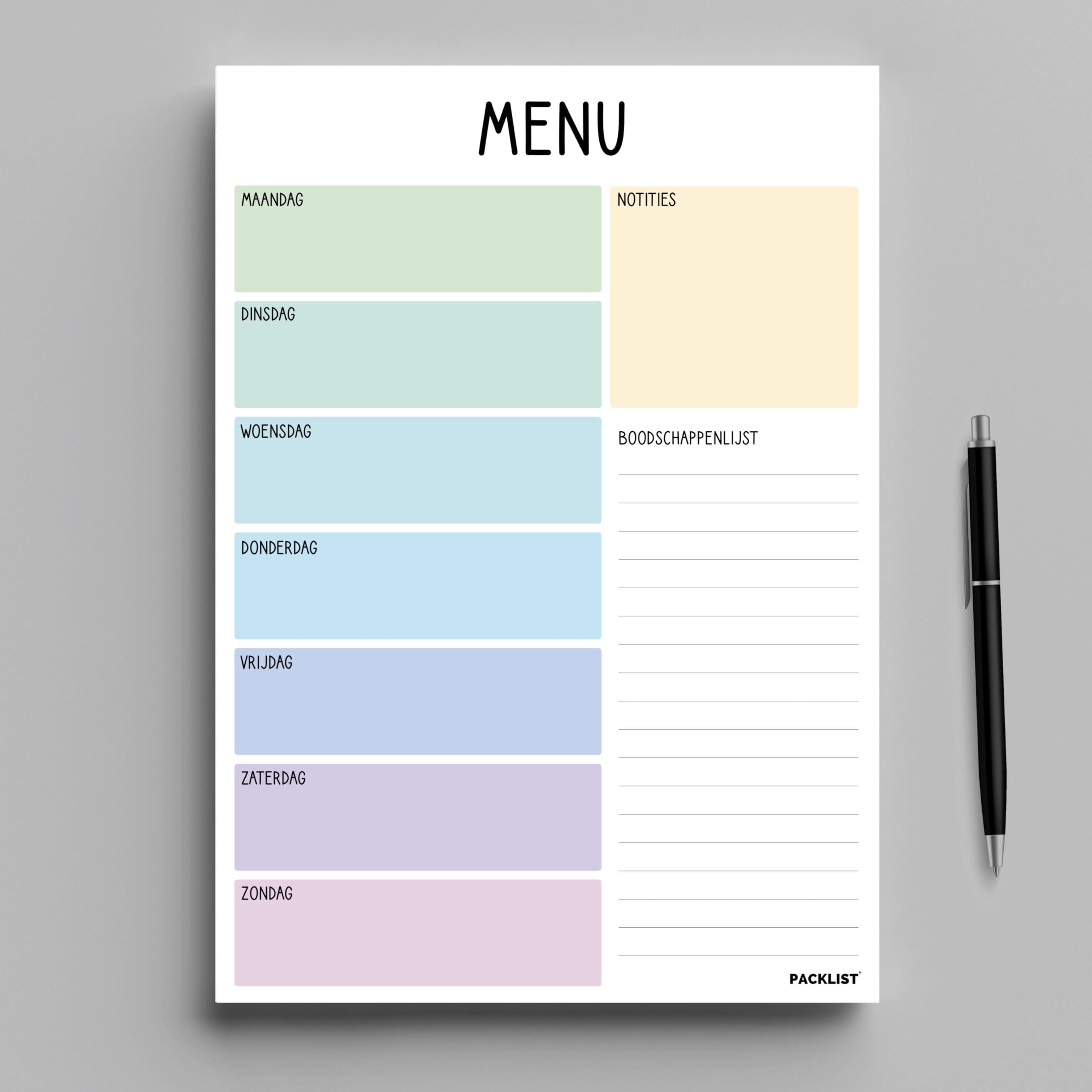 PACKLIST Weekmenu Planner in Boodschappenlijst, Weekmenu Planner. A4 Paper / 100 g Voedselcontrolebord, Gewichtsverlies - Image 4
