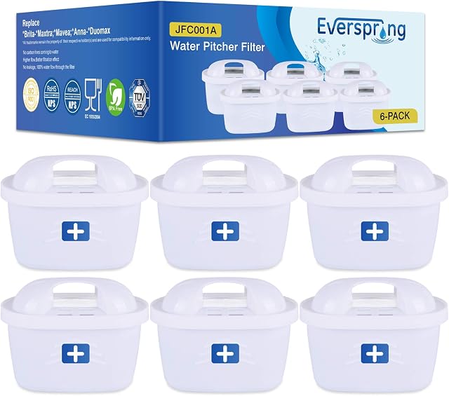 everspring Zamiennik filtra wody do Brita Maxtra+, Brita Maxtra plus, Brita Maxtra, Mavea, Anna Duomax od GOLDEN ICEPURE (6 sztuk)