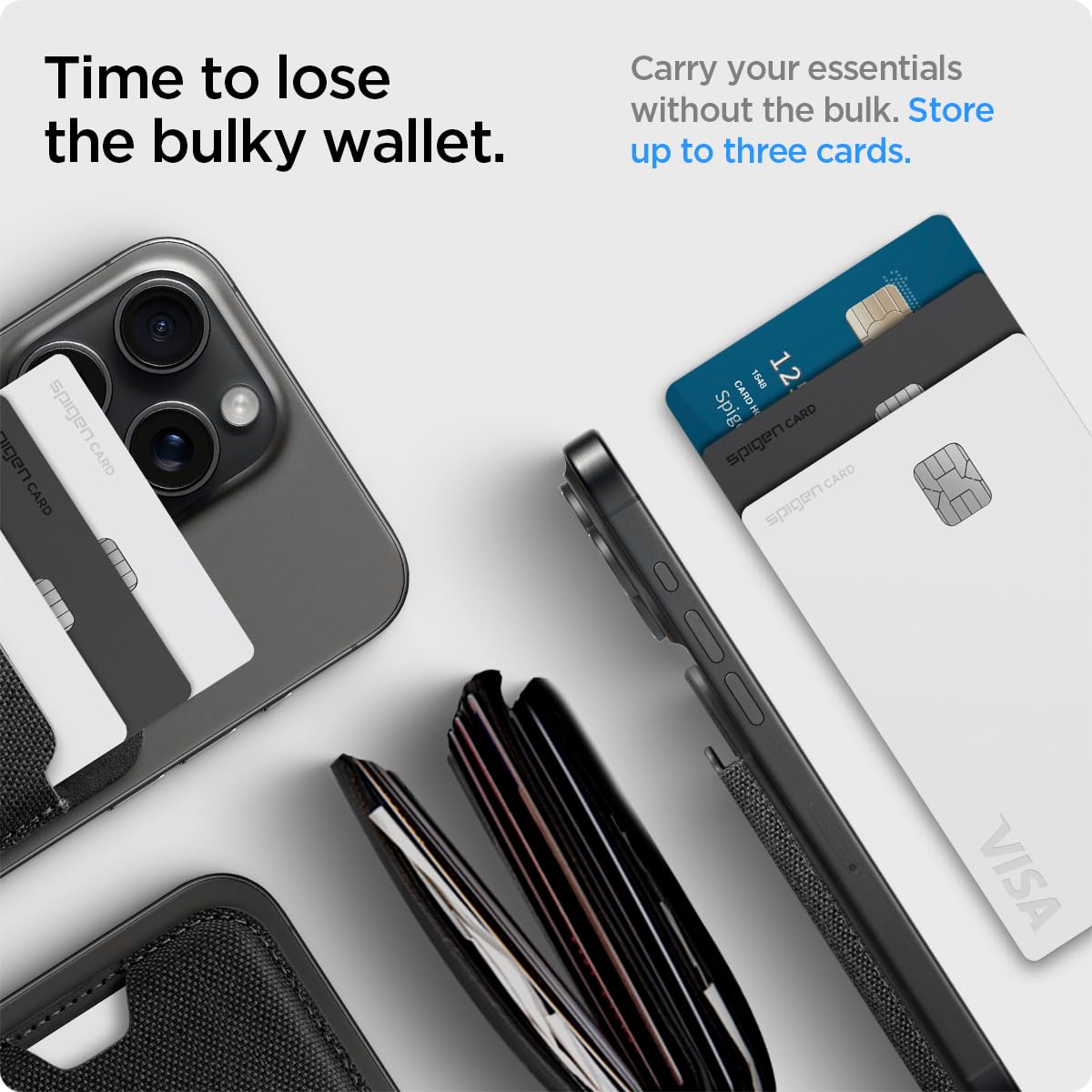 Spigen Urban Fit MagFit MagSafe Kartenhalter Kompatibel mit iPhone 17/16/15, andere MagSafe-Modelle und Google Pixel 10-Serie mit Pixelsnap - Schwarz
