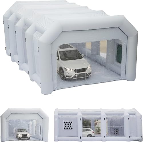 Xmaybang Cabina de pulverización inflable de 33 x 16.5 x 10 pies, cabina de pintura automática portátil con sistema de filtración, adecuada para