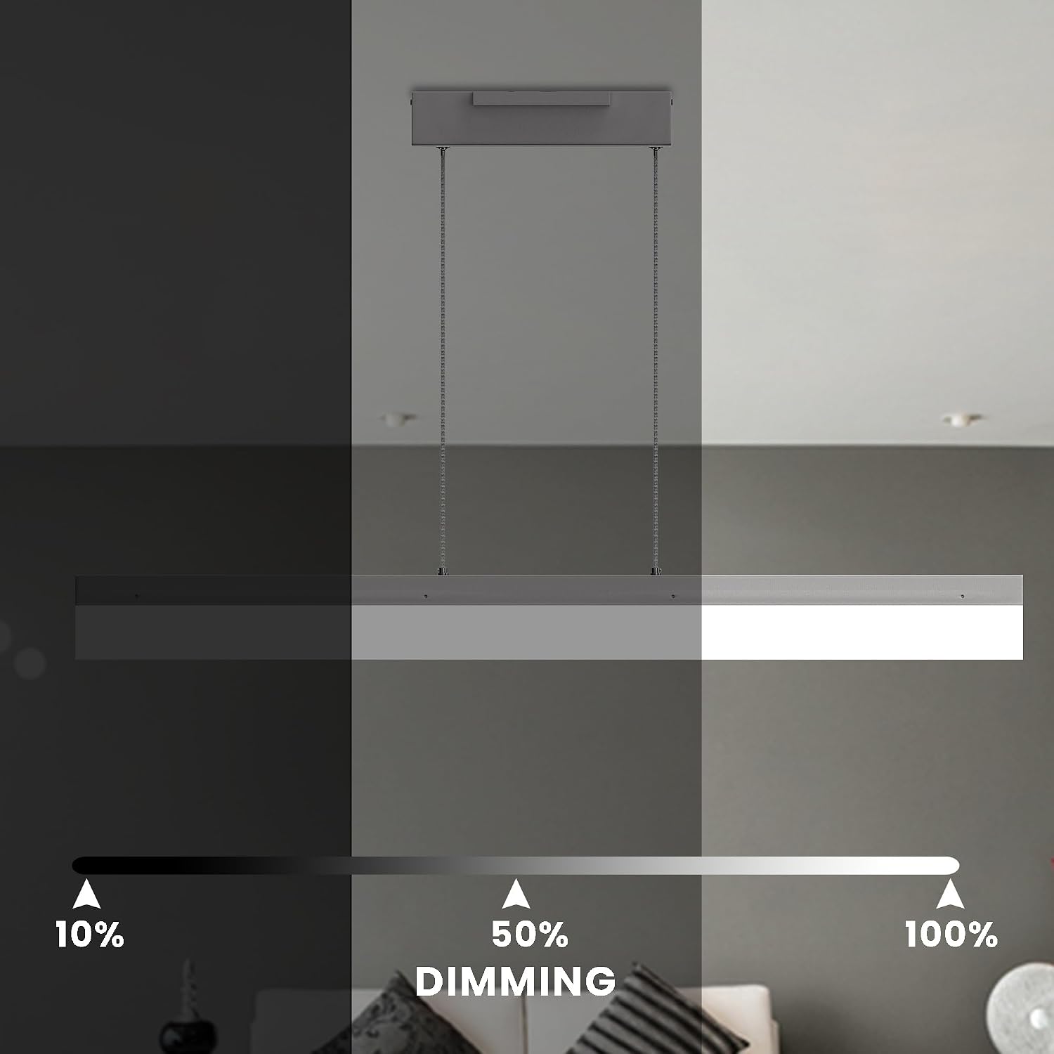 LEDMyplace 17W LED Rectangular Linear Pendant Light Fixtures, Kitchen Island Pendant Lighting, 1137 Lumens, 3000K Warm White, Modern Ceiling Hanging Lamp for Dining Room, Bedrooms, Hallway