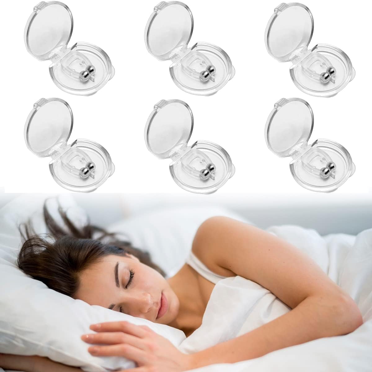 Anti Snoring Devices, 6 Pack Magnetic Anti Snore Devices Nasal Dilators, Snore Stopper Snoring Relief Reusable for Men/Women Removal of Noise While Sleep Better Breathing