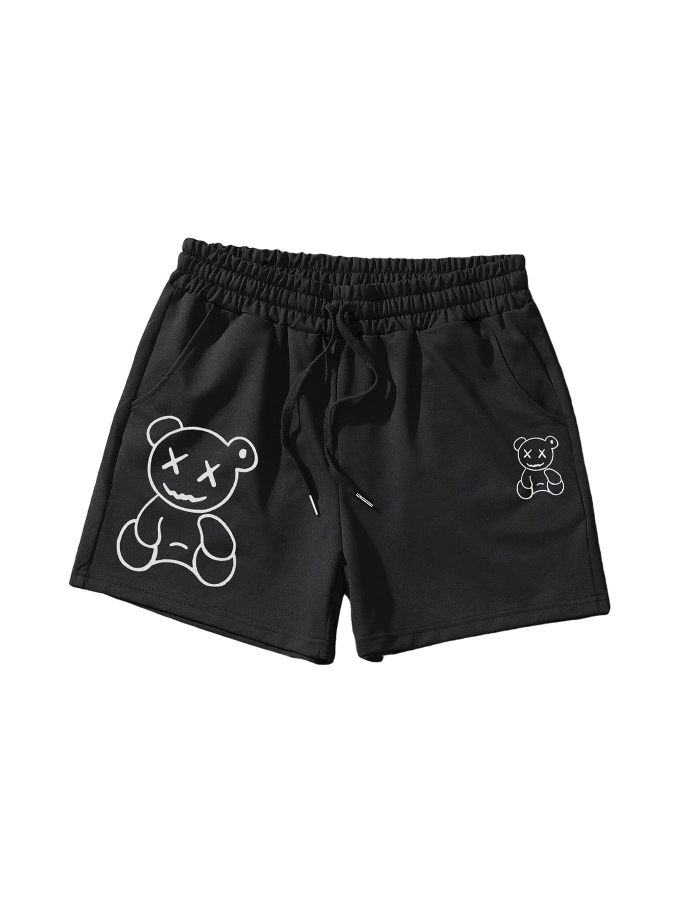 SOLY HUX Men's Cartoon Print Drawstring High Waisted Sweat Shorts Casual Summer Track Shorts with Pocket