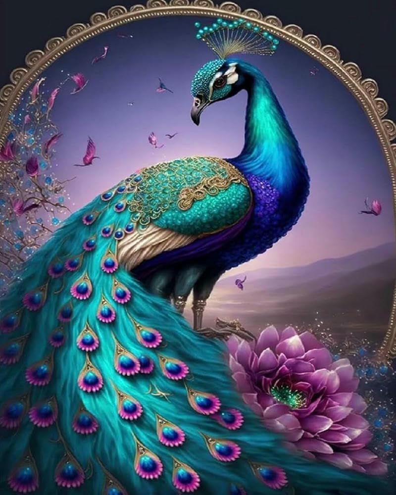 NAHUIGOOD Cross Stitch Kit,DIY Handmade Embroidery Kit with Accurate Print, 11Ct Needlework Set - Peacock11Ct50X70Cm