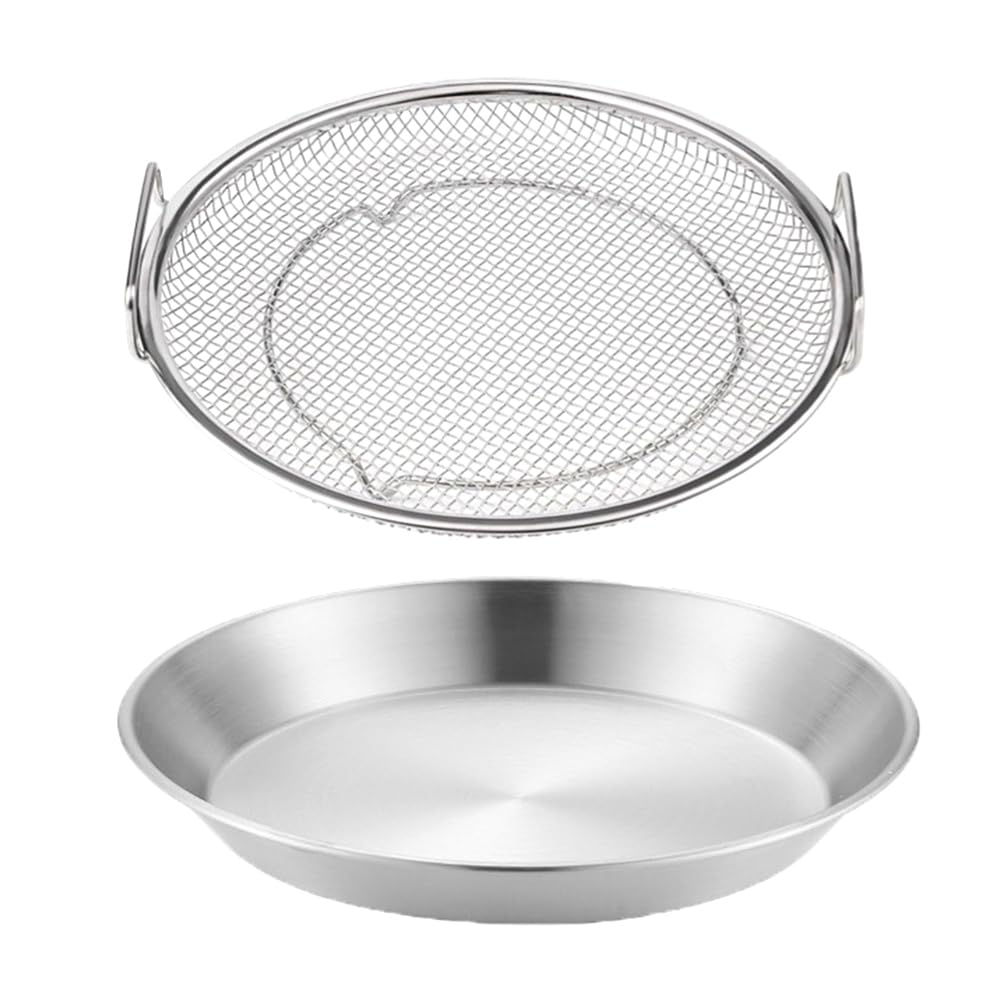 CTRLZS 2 Piece Kitchen Oil Strainer Pan Frying Oil Strainer Pan Fine Mesh Strainer Basket Silver Kitchen Supplies for Frying BBQ French Fries