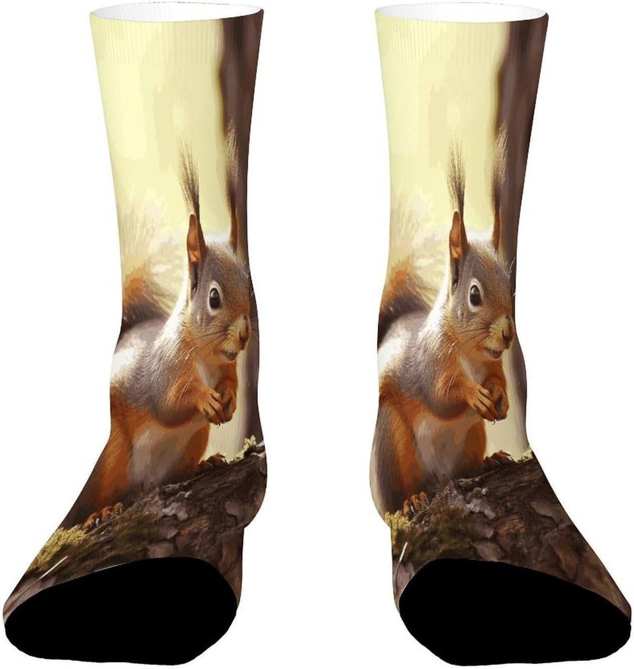 Funny Squirrel1 Crew Sock High Stocking Grippy Socks | Socks for Men & Women,Stockings-Long Thin Tube Sports, Breathable Soft Athletic for Nurses,Travel