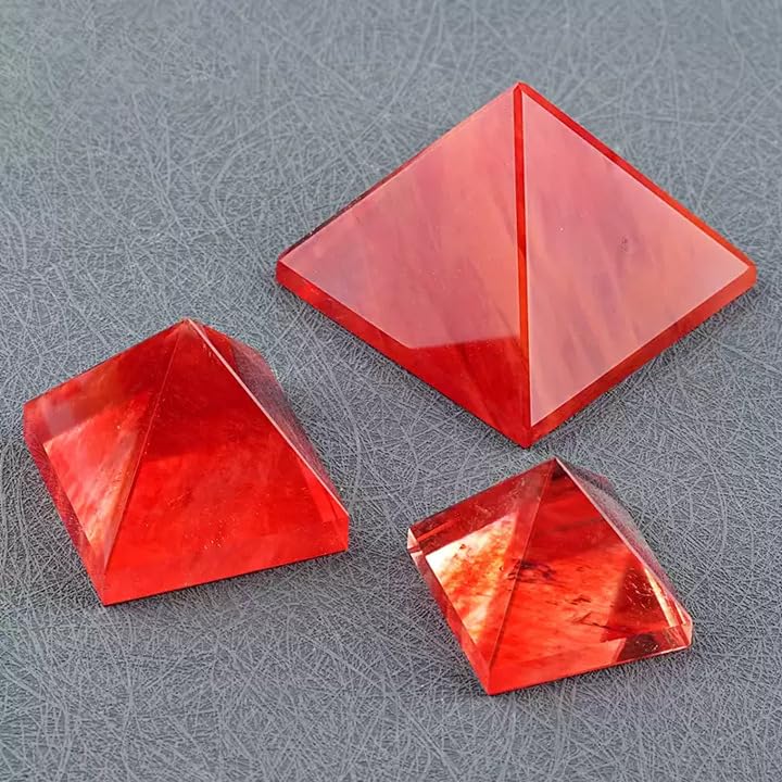 Piramide di Cristallo Rosso – Torre di energia di Cristallo Fuso, Statuetta di Pietra Grezza di Cristallo curativo, Decorazione per casa e Ufficio,