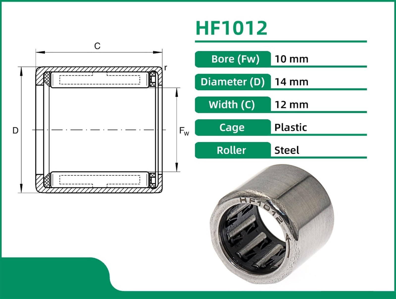 10 Uds HF1012 HF101412 10x14x12 10 * 14 * 12 rodamiento de Agujas unidireccional rodamientos de Agujas de Embrague