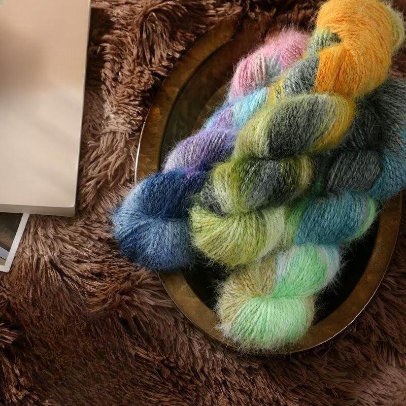 6/10 Rollos de Hilo de Lana de Fibra Larga Degradado de 100 g, Hilo Suave para Tejer a Mano, para Gorros, Bufandas, Suéteres, Chales y Mantas de Ganchillo DIY