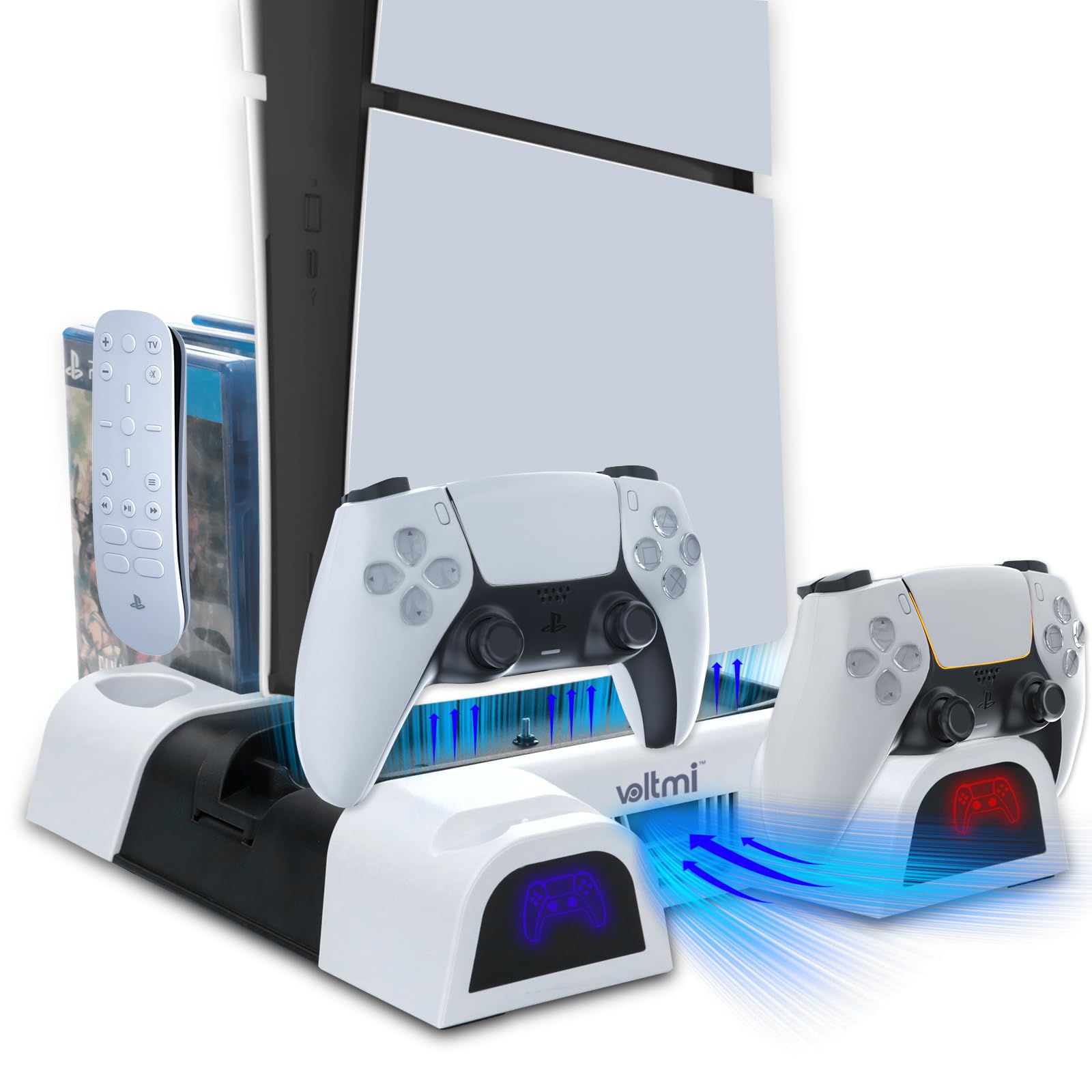 Voltmi PS5 Cooling Stand with Dual Controller Charging & Built-in Fan for Optimal Airflow, 10 Game Slots, Space Saving, Overcharge Prevention & Fast Charging (B0C1KGGCX7) Amazon Price History, Amazon Price Tracker