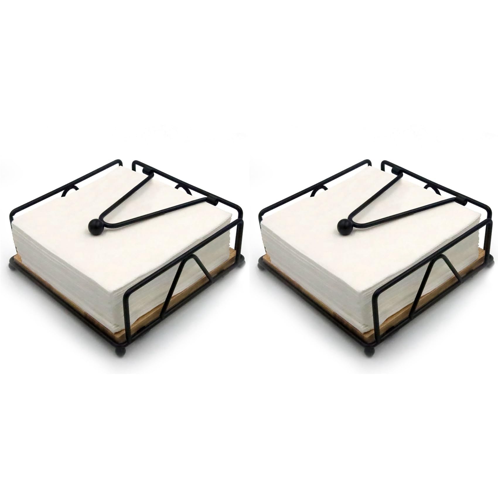 Hndhbfgrt 2X Napkin Holder for Table, Metal and Wood Napkin Holder, Standing Napkin Holders for Paper Napkins, for Kitchen Counter