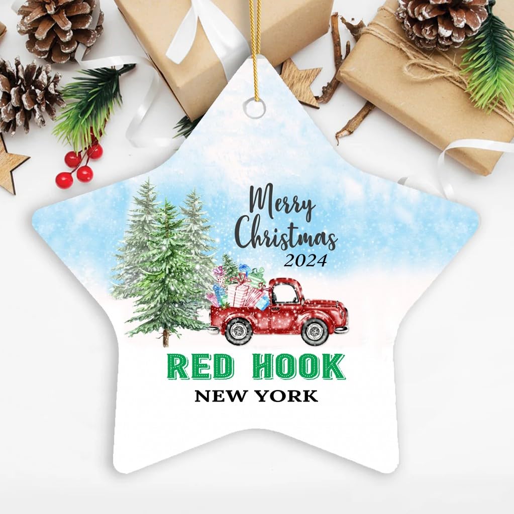 Christmas Ornament Red Hook NY Ornaments Gifts Ideas Red Hook New York New Home Town 2024 Keepsake Housewarming for Family Friend Star 3''