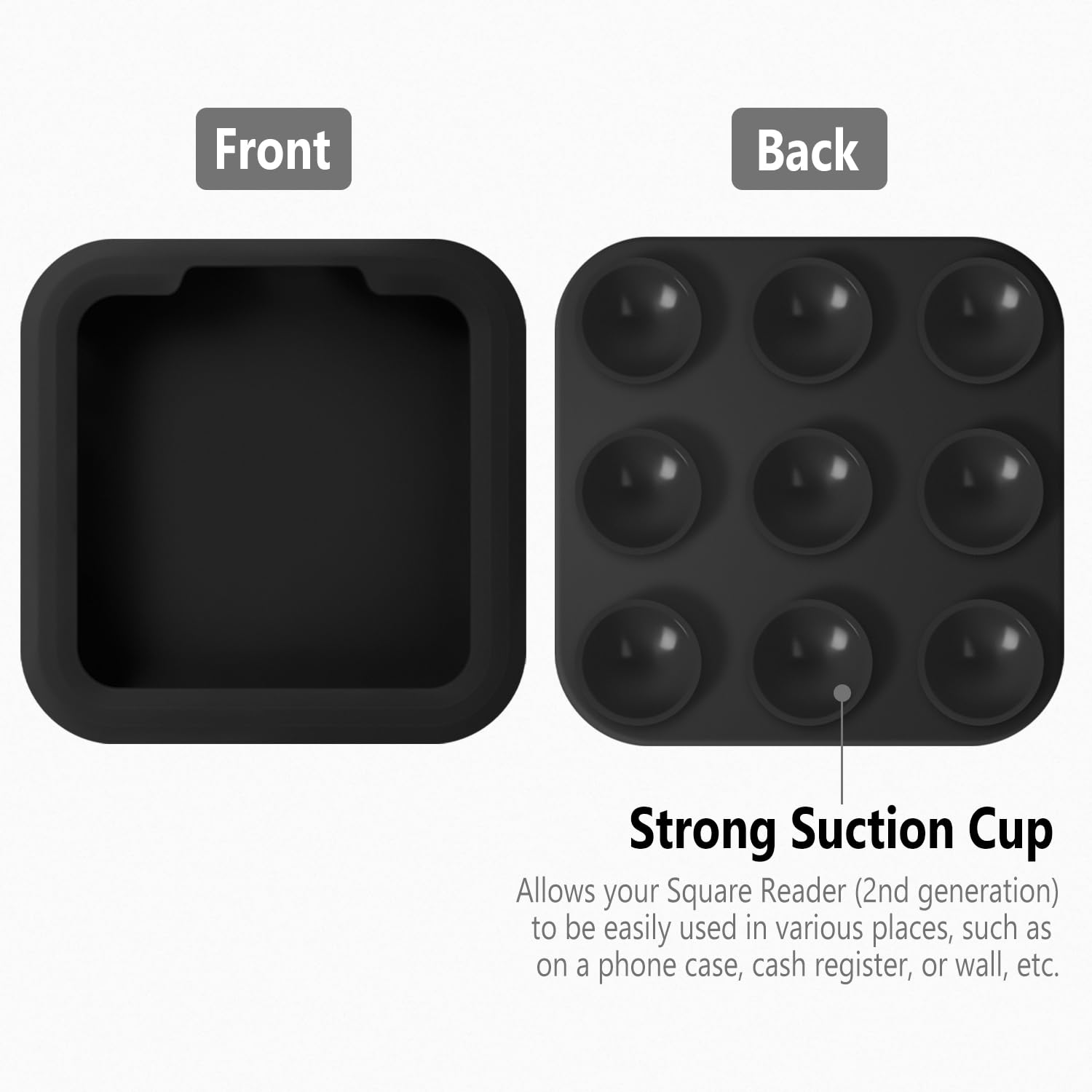 Geiomoo Funda de silicona con ventosa para lector cuadrado sin contacto y chip (2ª generación), funda protectora con correa (negro)