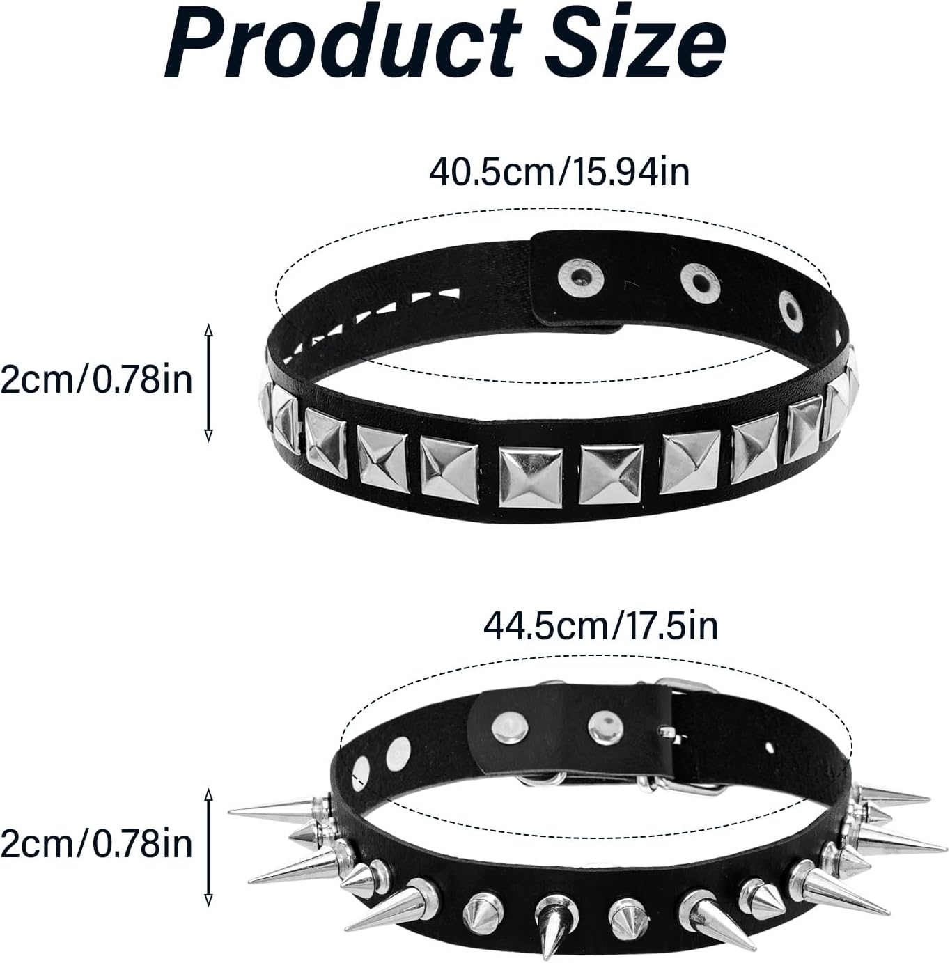 4Pcs Black PU Leather Chokers Necklace Cool Adjustable Punk Gothic Spike Heart Shape Biker Collar Studded for Women Men - Image 3