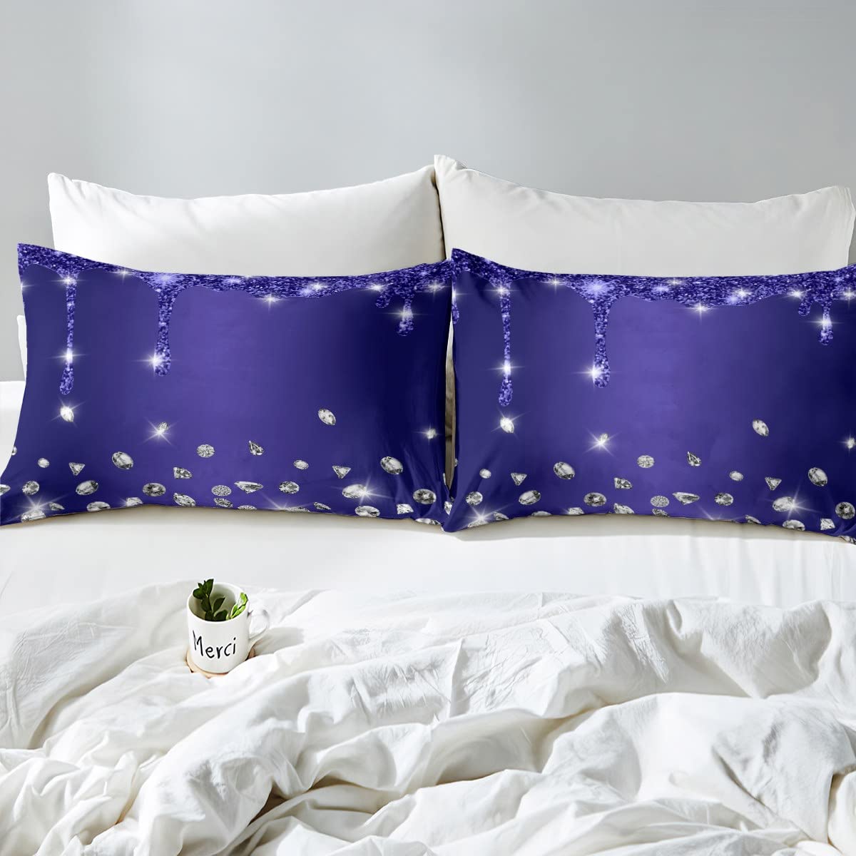 Juego de sábanas de diamantes con purpurina para niños y niñas, sábana bajera ajustable brillante para niños, mujeres y hombres, textura de lujo suave, colorido y moderno, juego de ropa de cama para