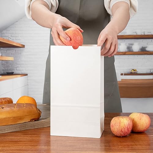 Vista 285 de Restaurantware Bag Tek - Bolsas de almuerzo desechables de 2 libras, 100 bolsas resistentes para llevar, parte inferior plana, ideal para Blanco