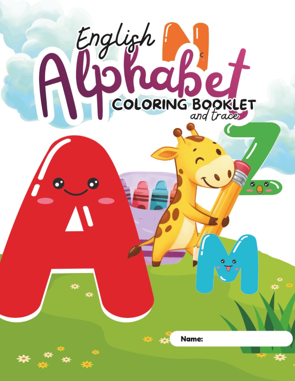 English Alphabet Coloring Book and Trace