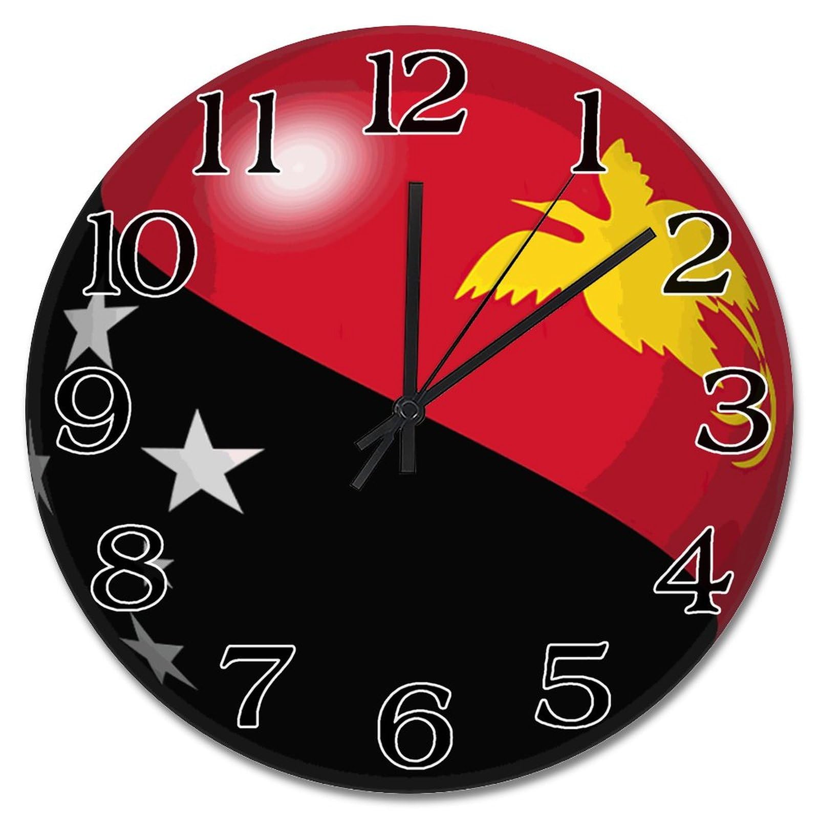 Horloge murale Papouasie-Nouvelle-Guinée en bois vintage 38cm