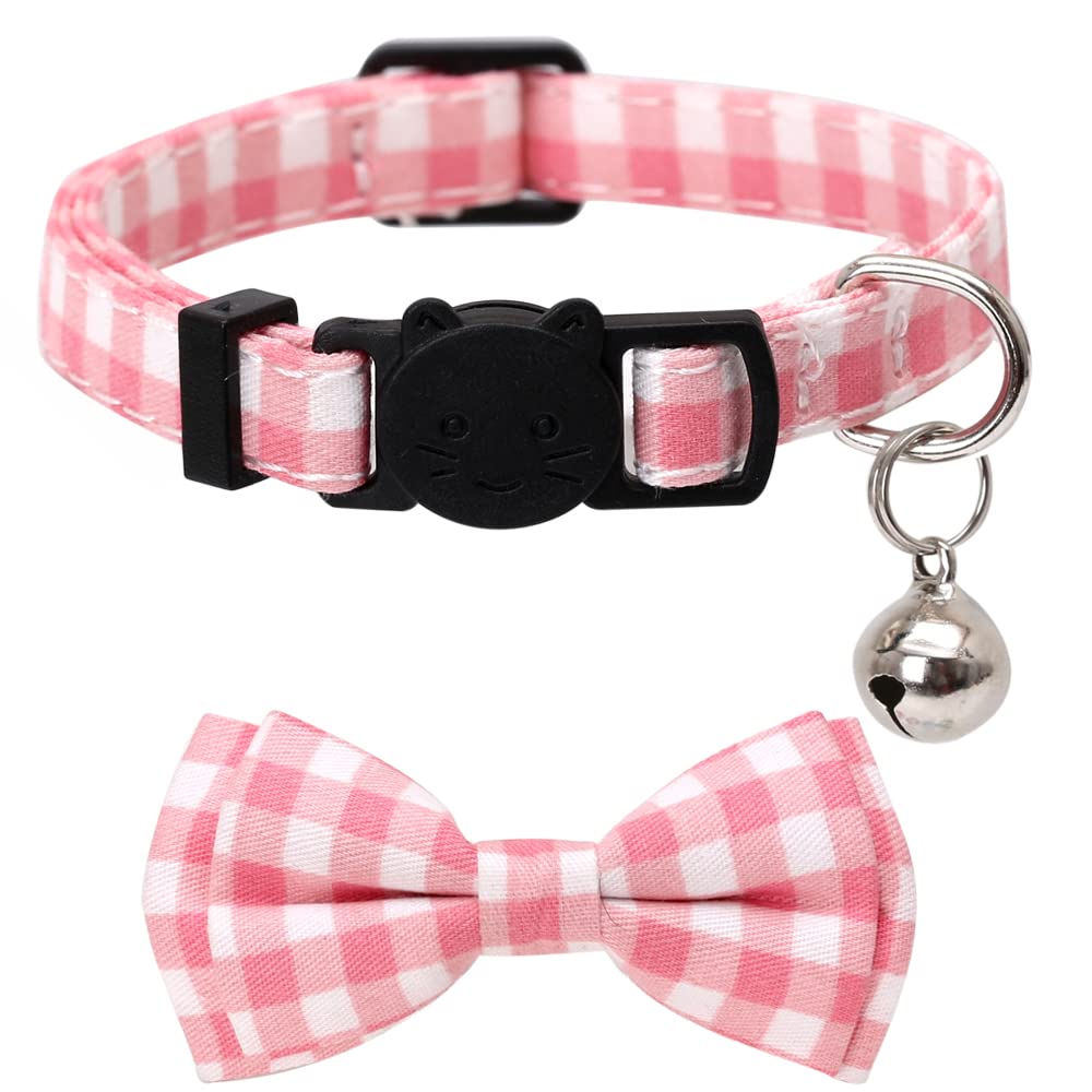 HJZHII 2-Pack Plaid Cat Collars – Breakaway Bowtie & Shirt Collar With Bells, Adjustable Safety Collars For Cats & Small Dogs - View #6