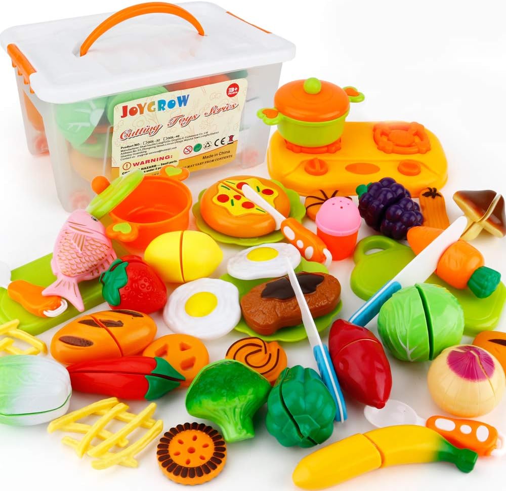 JoyGrow Play Food Toys, Cutting Food Pretend Kitchen Playset with