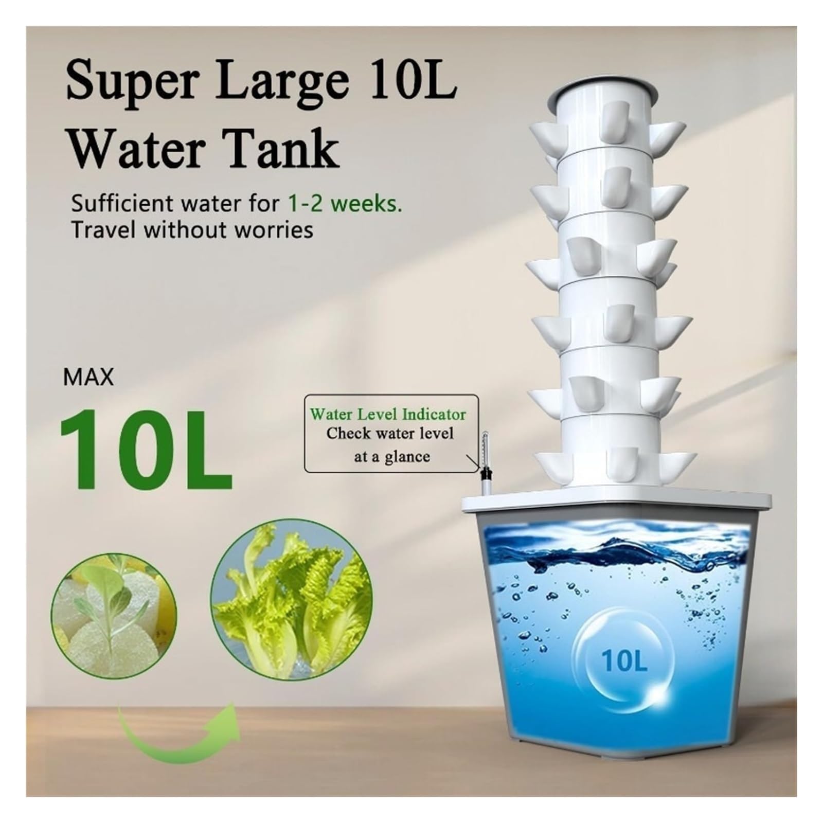 Système de Culture hydroponique, Tour d'intérieur for 30 Plantes avec système Pompe, kit Germination Légumes et Fruits