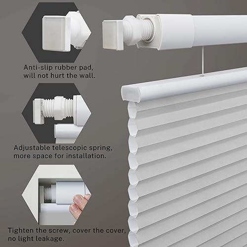 Miniatura 3 de MiLin Persianas Celulares Inalámbricas de Arriba Hacia Abajo y de Abajo Hacia Arriba Sin Herramientas Sin Taladro Persianas para Ventanas Cortinas