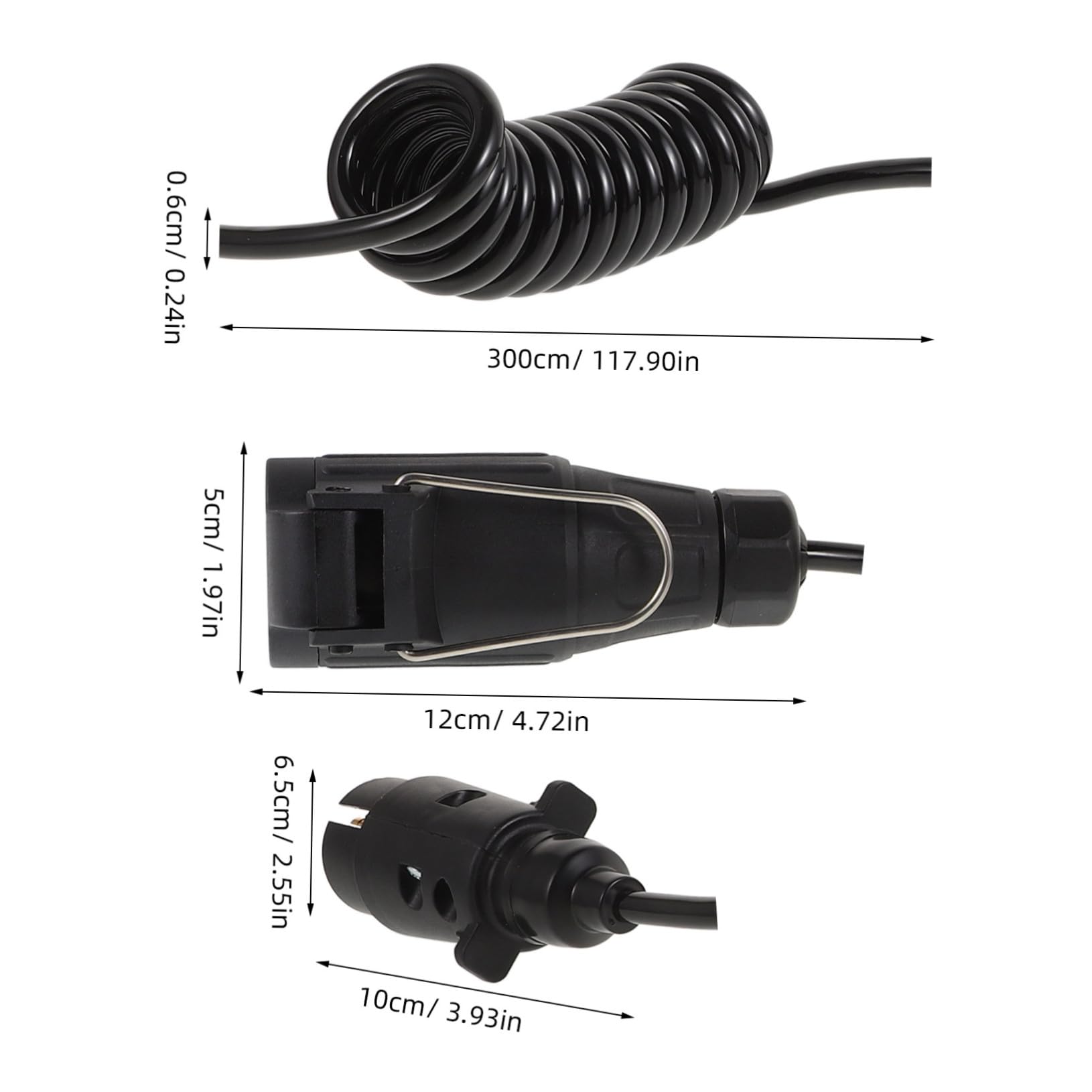 VALICLUD Poliger Anhängerstecker Polige Steckdose Spiralkabel Anhängerverlängerung Robustes Flexibles Kabelbaum Adapter für Wohnwagen Bootstrailer Pkw Caravan Rv