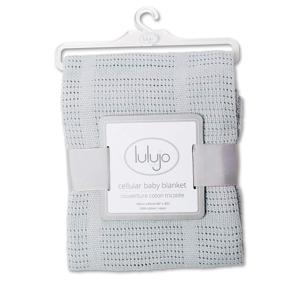 Lulujo Baby Cellular Baby Blanket, Grey, 39"X31", Gray - Image 2