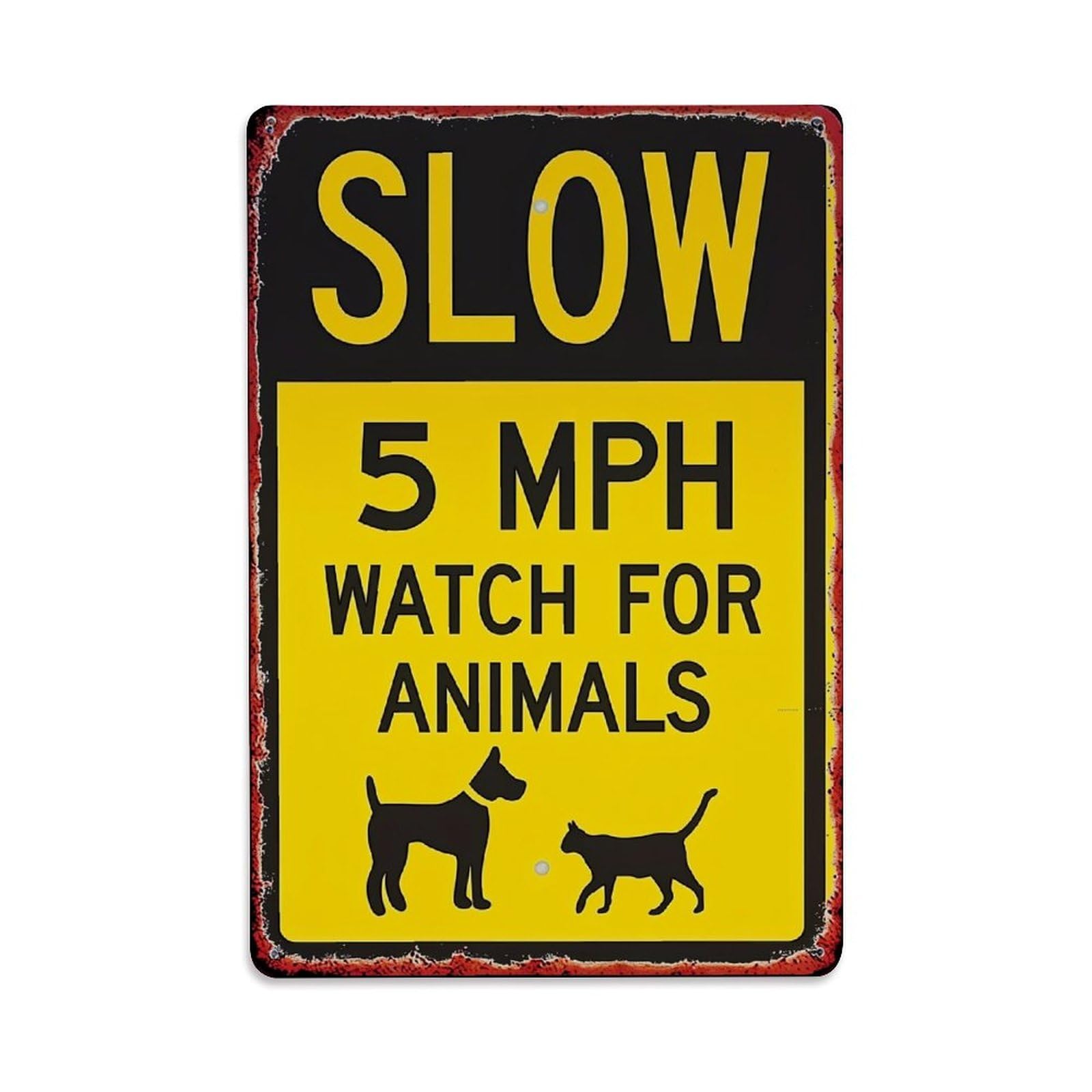 Jdfenggu Vintage Slow Five Mph Watch Animals Retro Metal Tin Sign, Metal Poster For Bar, Home, Man Cave, Kitchen, Laundry Room Art Decor 8X12 Inch