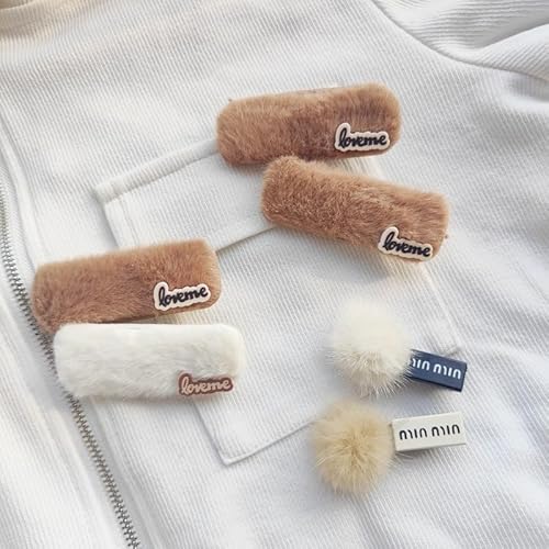 プラッシュヘアピンサイドクリップハンドメイドヘアバレッタBBクリップヘアアクセサリー女の子向けギフトレディースヘアピンセット、セット9#/6個