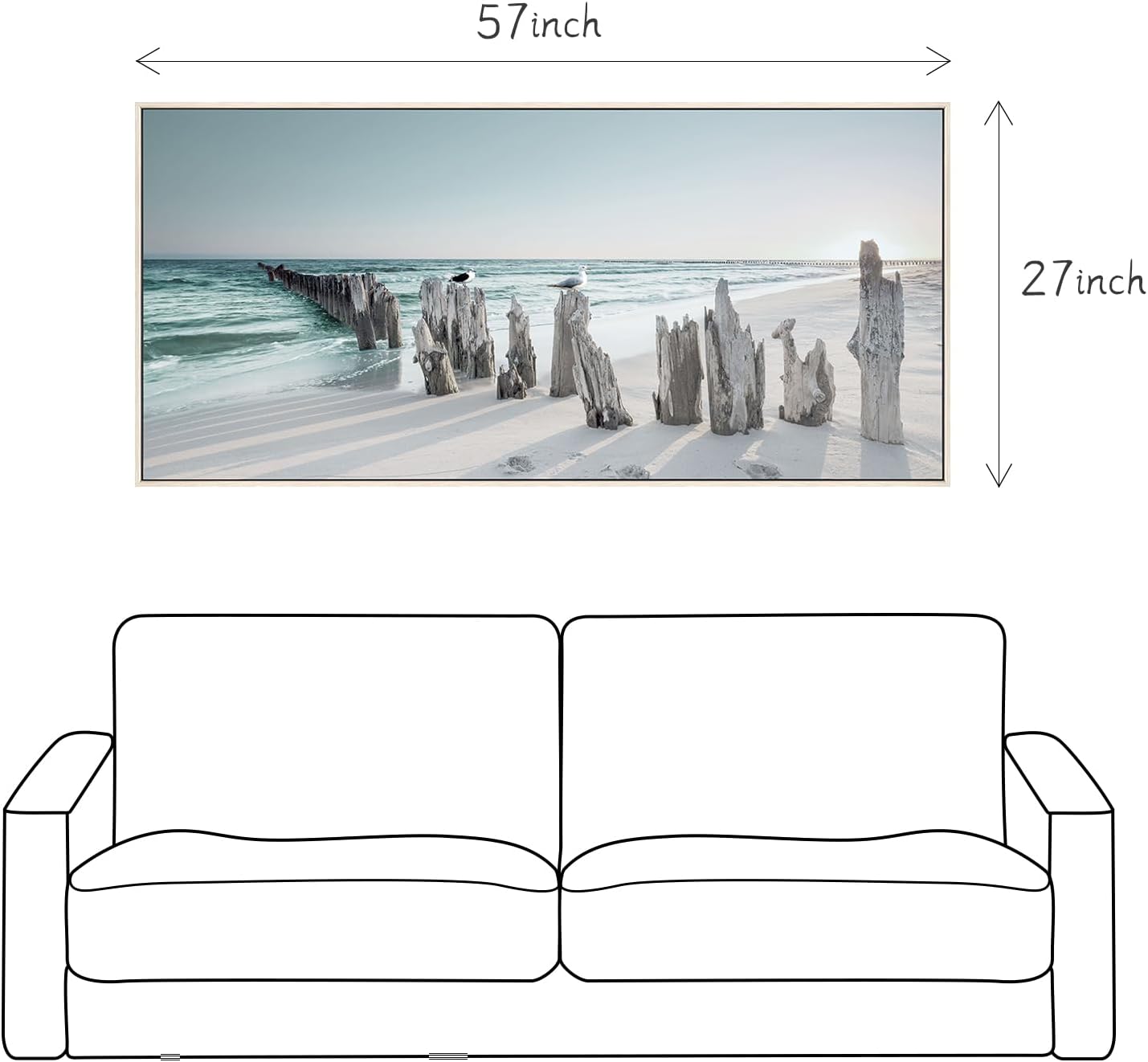 Coastal Wall Art Canvas Picture: Beach Seascape Framed Artwork Large Ocean Sea Painting Seaside Scenes Sunset Print Decor for Bedroom Living Room Home