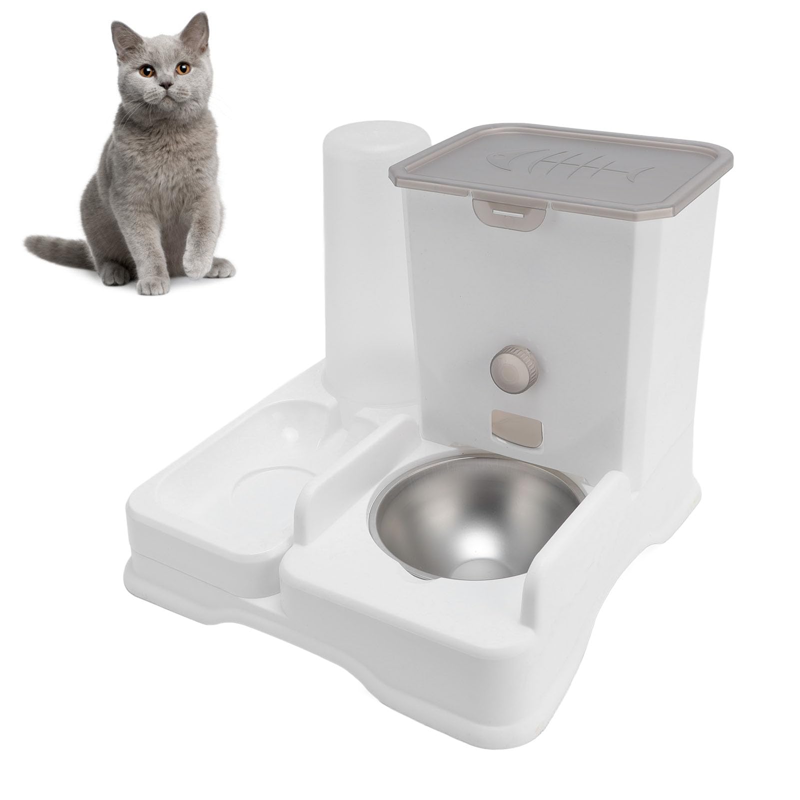 Topiky Distributore Automatico di Acqua per Alimenti per Animali Domestici, Doppia Ciotola di Grande capacità, Comodo per Gatti e Cani, Set di Mangiatoia per Animali Domestici in Plastica e