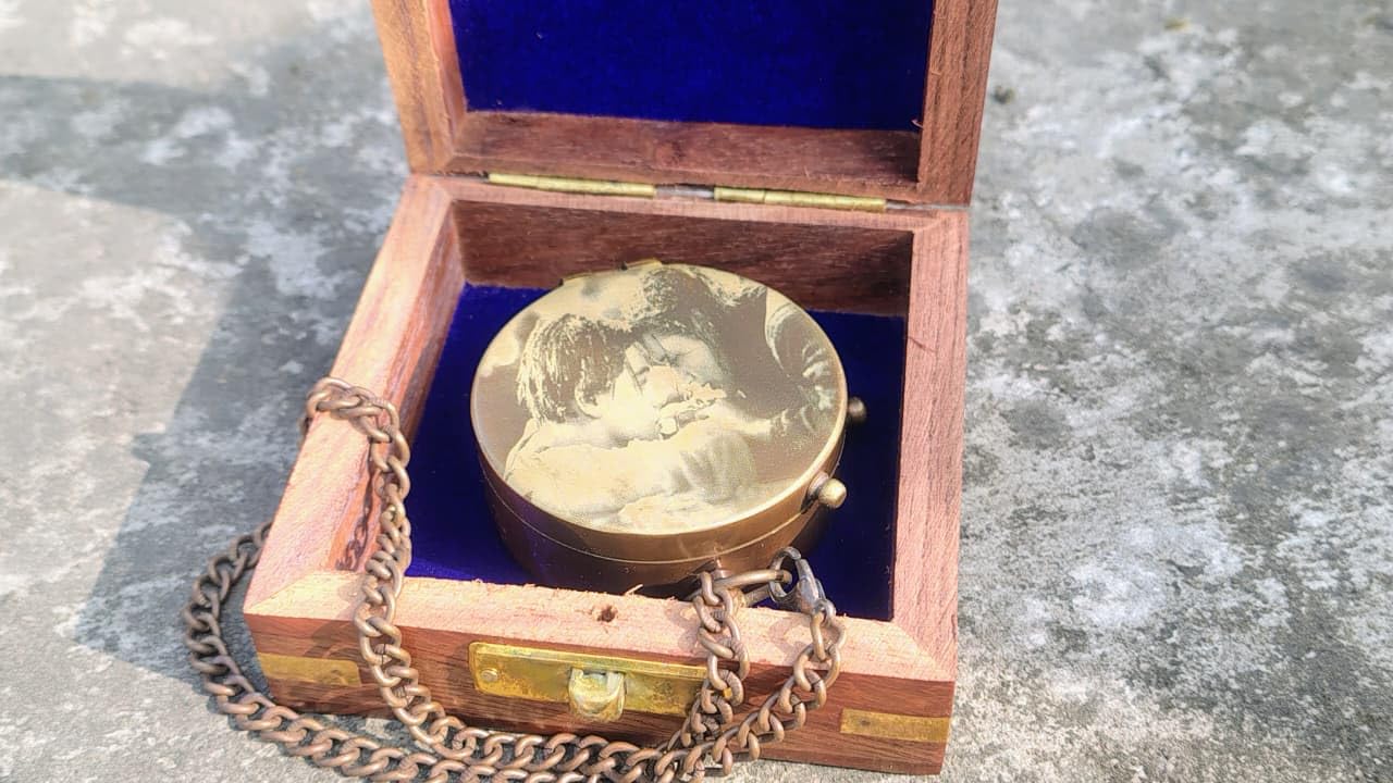 NN Nautical Personalized Engraved Brass Compass with Wooden Box | Custom Photo Compass with Chain | Vintage Maritime Gift for Couples, Anniversaries & Special Occasions-image-37