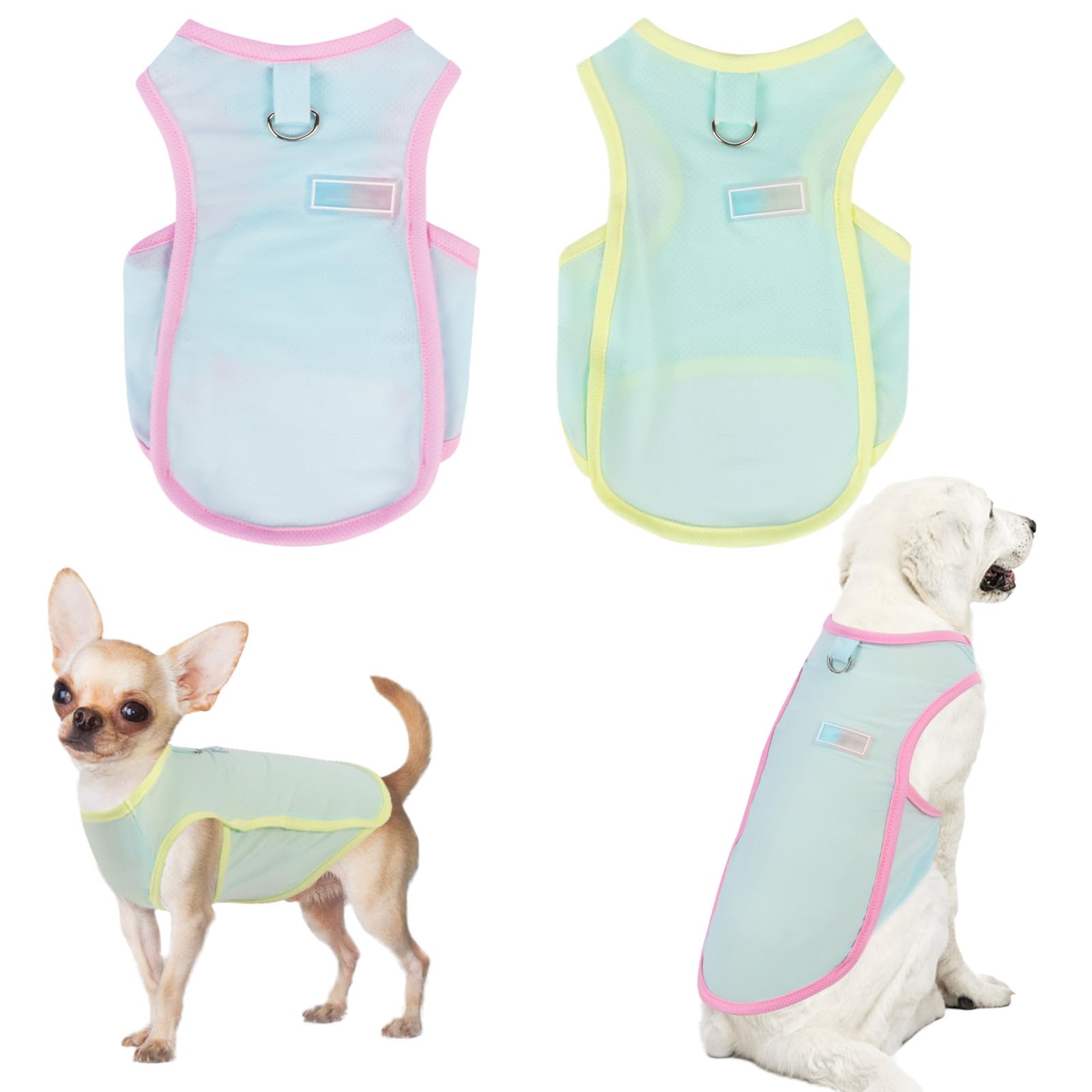 2pcs Dog Cooling Vest, Dog Summer Cooling Vest, Cooling T Shirts for Dogs, Quick Dry Sun Protection, Pet T-Shirts, for Puppies Indoor Outdoor Activities (L)