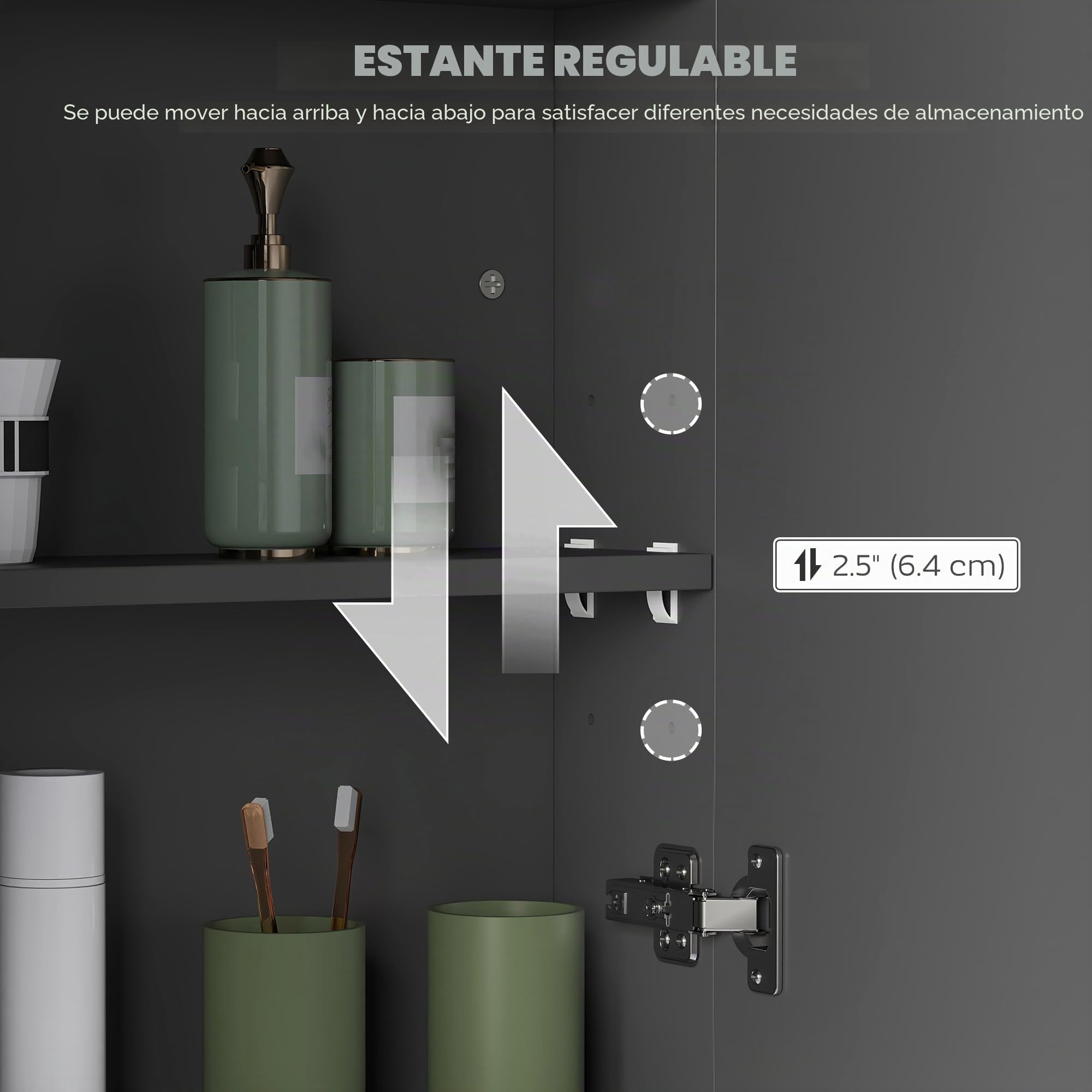 HOMCOM Armario de Pared para baño 2 Puertas 2 estantes 60x15x75cm Negro