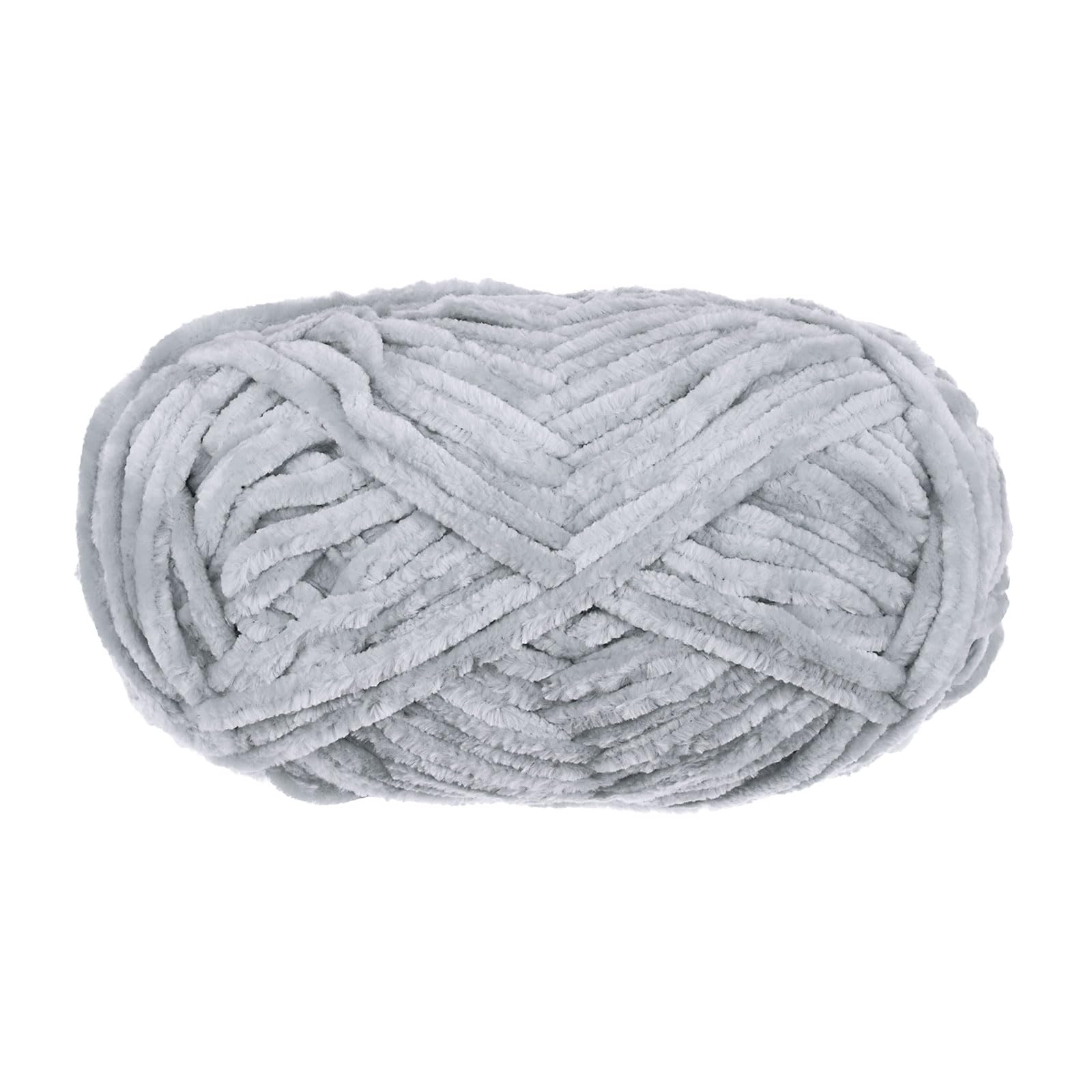 uxcell 1 Skein Velvet Yarn Chenille Yarn 100g/3.5oz 87 Yards Total Length 6# Super Bulky Polyester Soft Blanket Yarn for Knitting Weaving Bag Scarf Grey