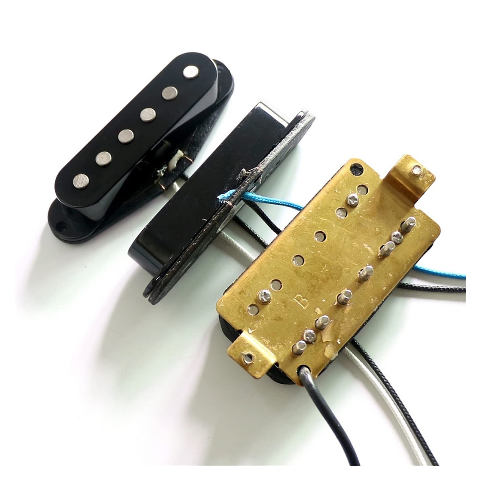 Pastilla De Puente Pastilla De Guitarra Eléctrica Negra/blanca Para Guitarras SSH Hechas A Mano Con Salida Alta Pastillas guitarra (Color : White)