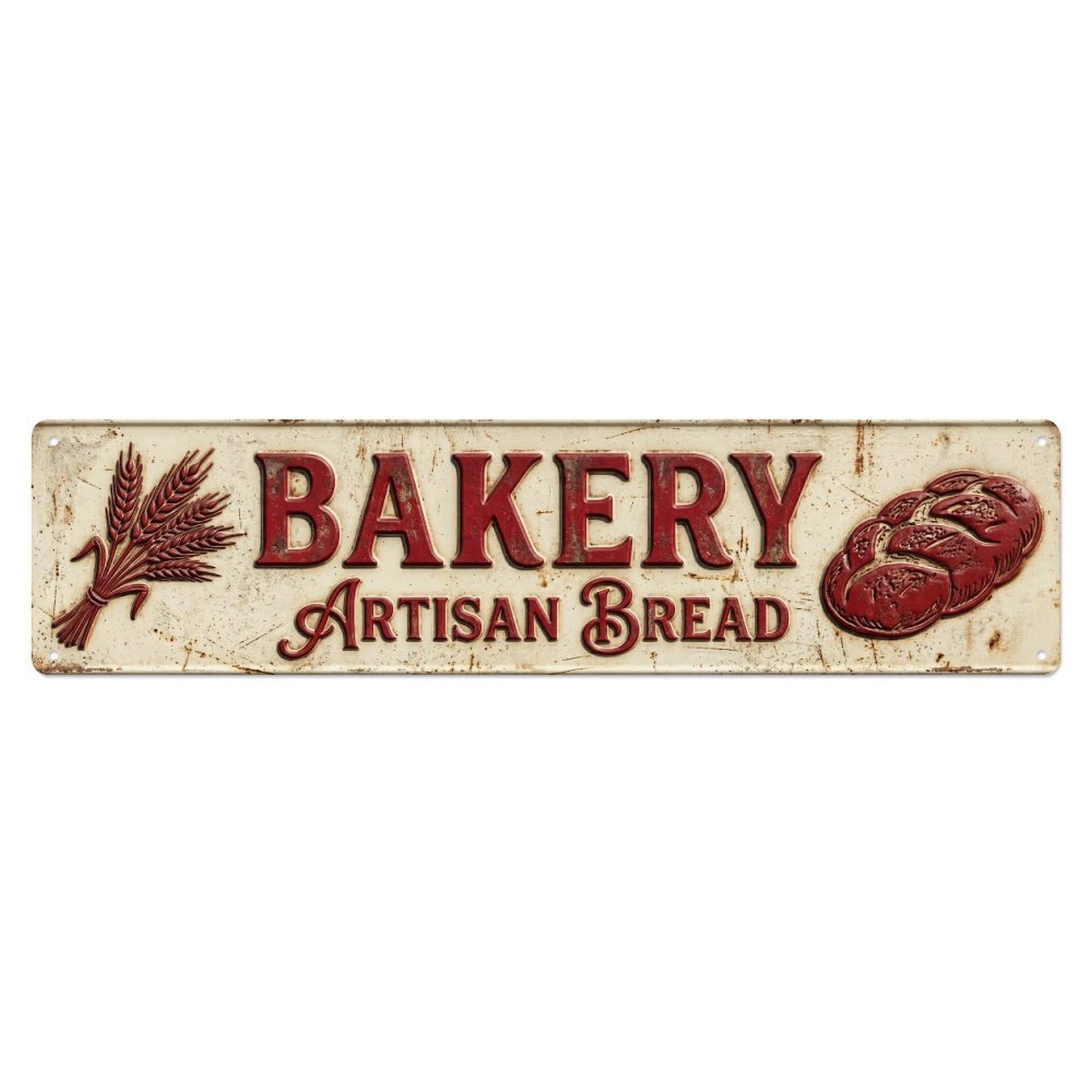 BAKERY Artisan Bread Vintage Metal Tin Sign Wall Decor for Cafe, Club, Garden Metal Poster 4x16Inch