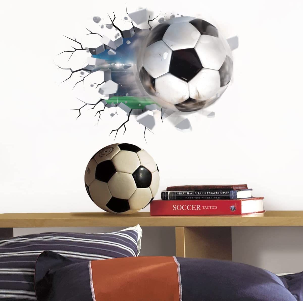 TOARTi 3D Football Wall Stickers - Soccer Wall Decals For Boys Room Decor