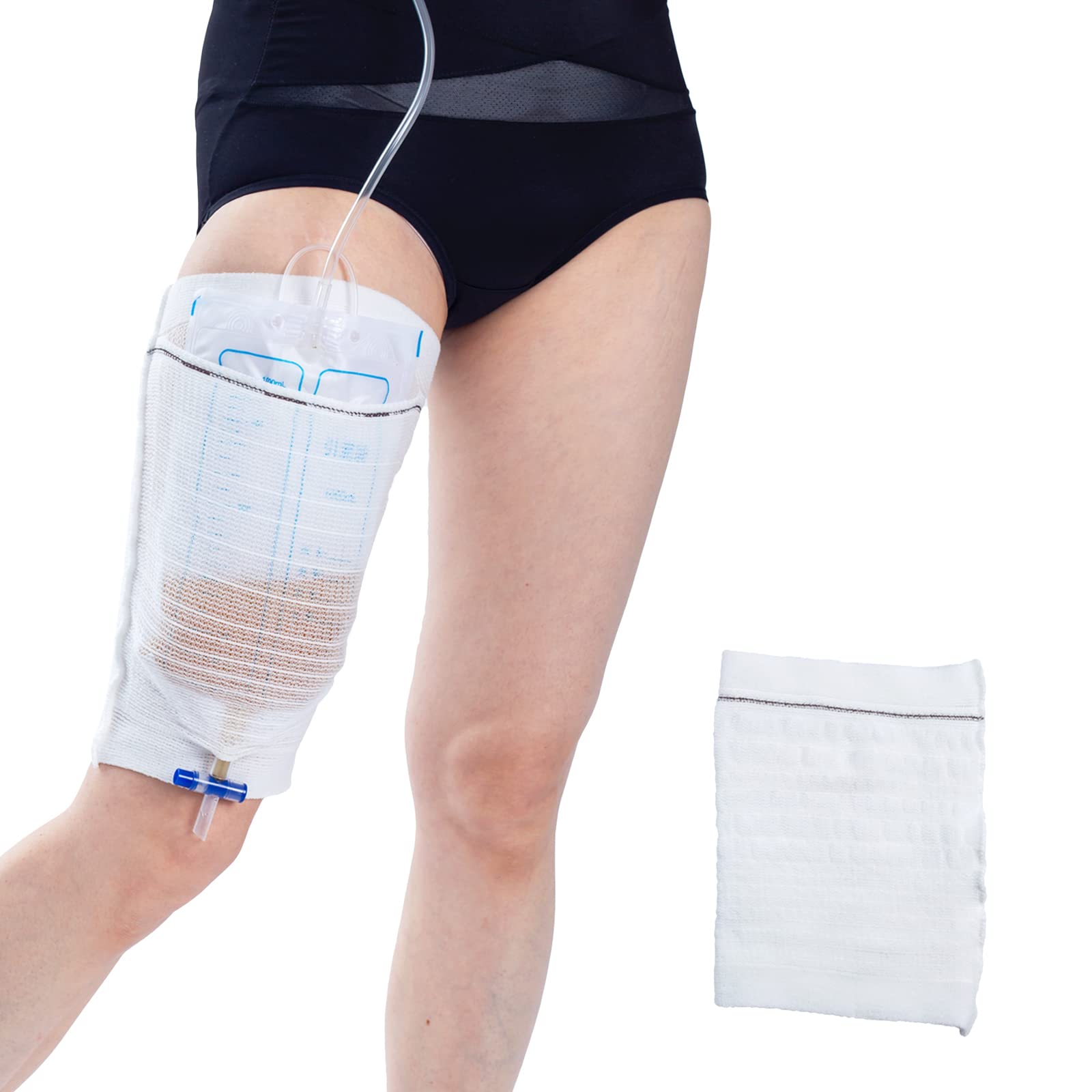 OUDI LINE 1 PCS Catheter Leg Bag Holder, Fabric Catheter Sleeves Urine Leg Bag Holder, Urinary Drainage Covers, Washable and Reusable Urinary Incontinence Supplies for Men, Women (Large, Brown)