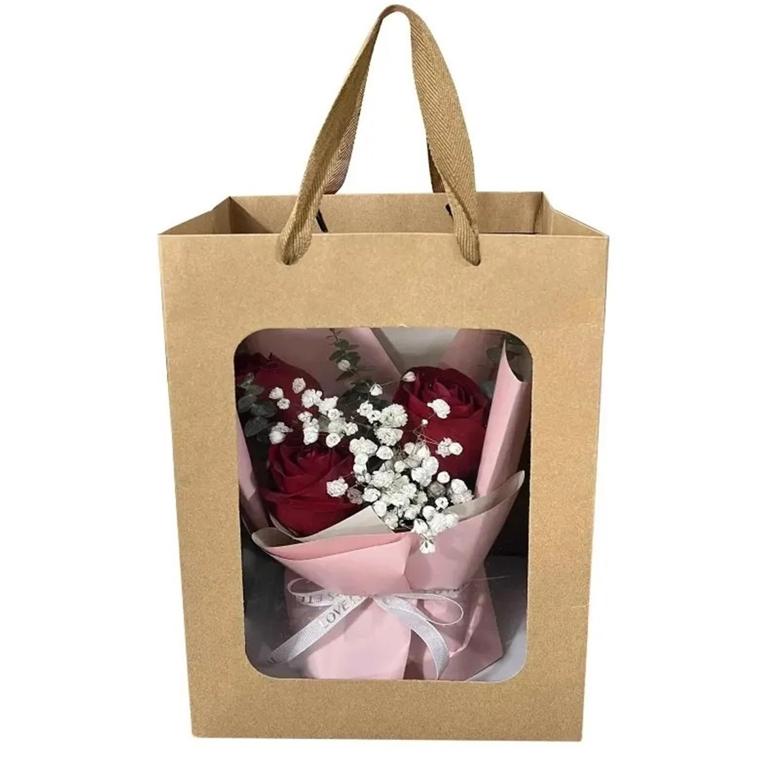 20 sacs cadeaux en papier kraft avec fenêtre