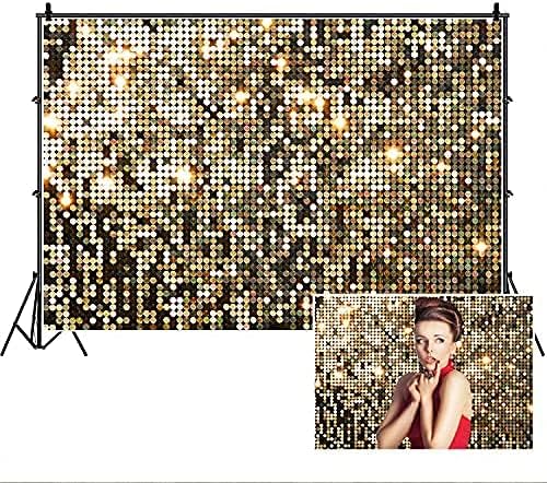 Miniatura 1 de Yeele Discos de 5 x 3 pies con purpurina dorada brillante para decoración de fondo para niños, recién nacidos, baby shower, cumpleaños, pancarta,