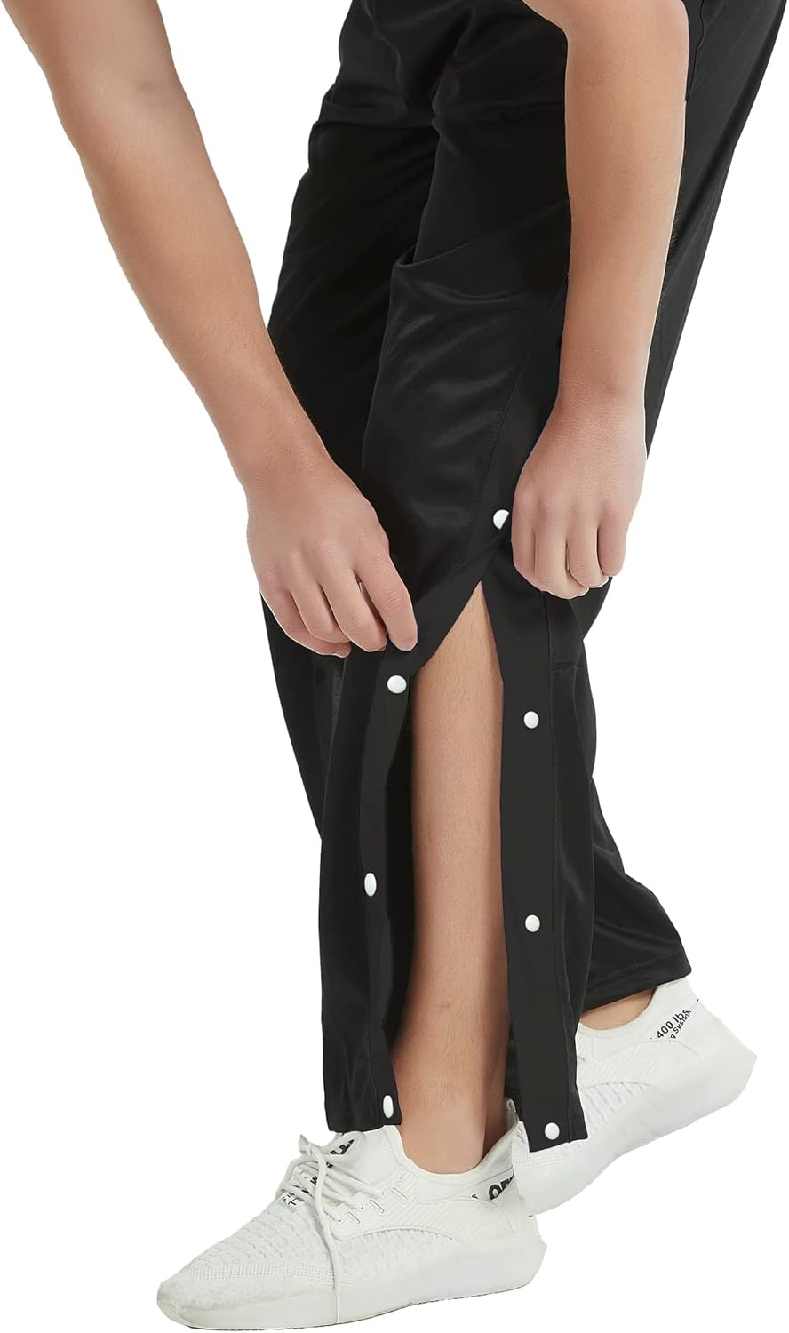 THWEI Mens Tear Away Basketball Pants Casual High Split Snap Button Post Surgery Sweatpants - Image 2