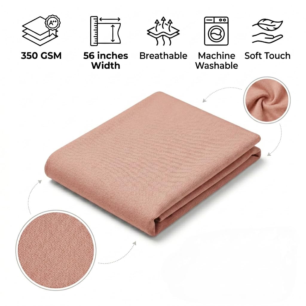 Soimoi Tela de felpa de algodón, 142 cm de ancho, 350 g/m², tacto suave, transpirable, lavable a máquina. Tejido de punto para sudaderas con capucha, sudaderas, mantas, bufandas, gorros